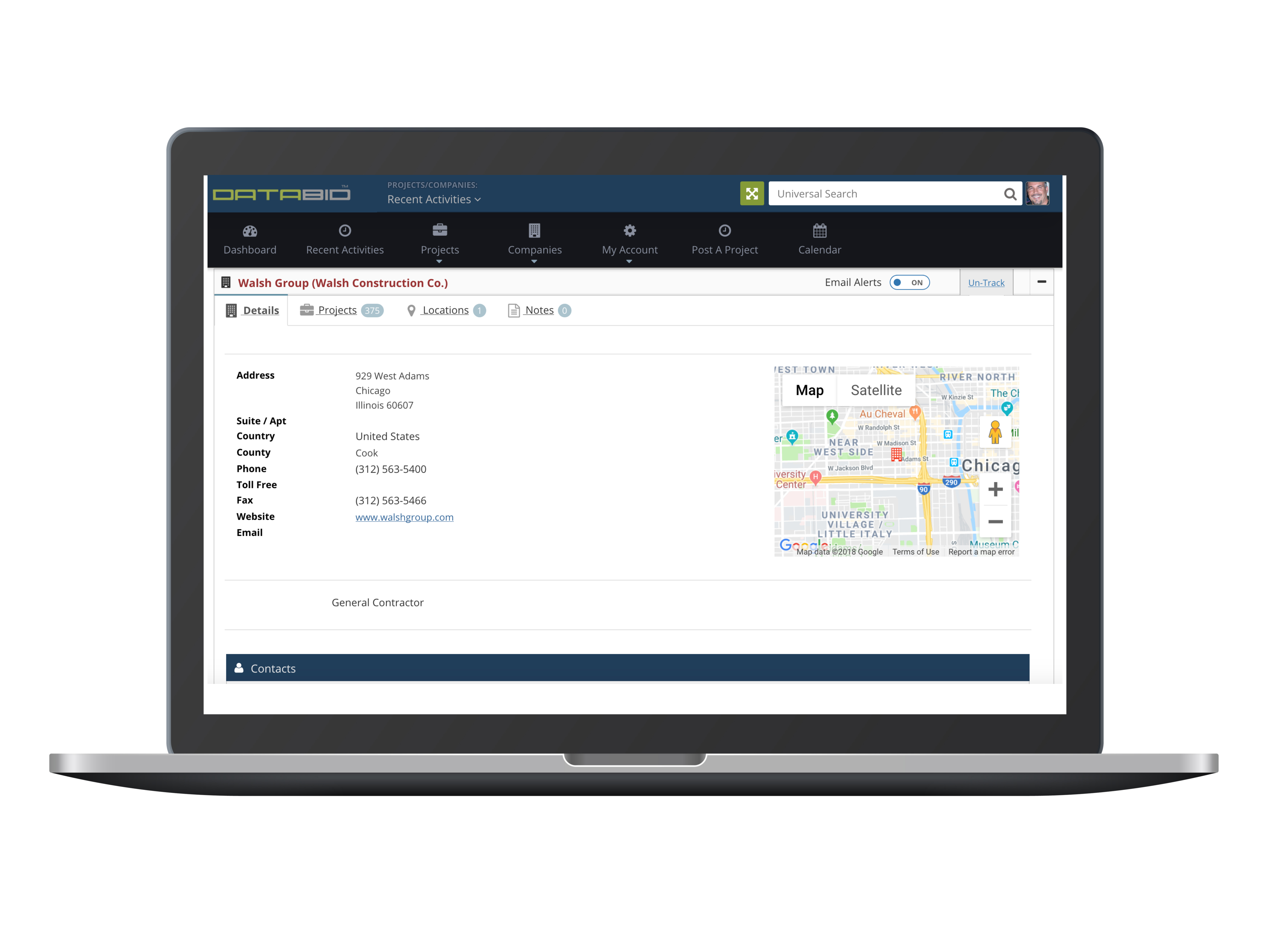 Company Detail Page for GCs
