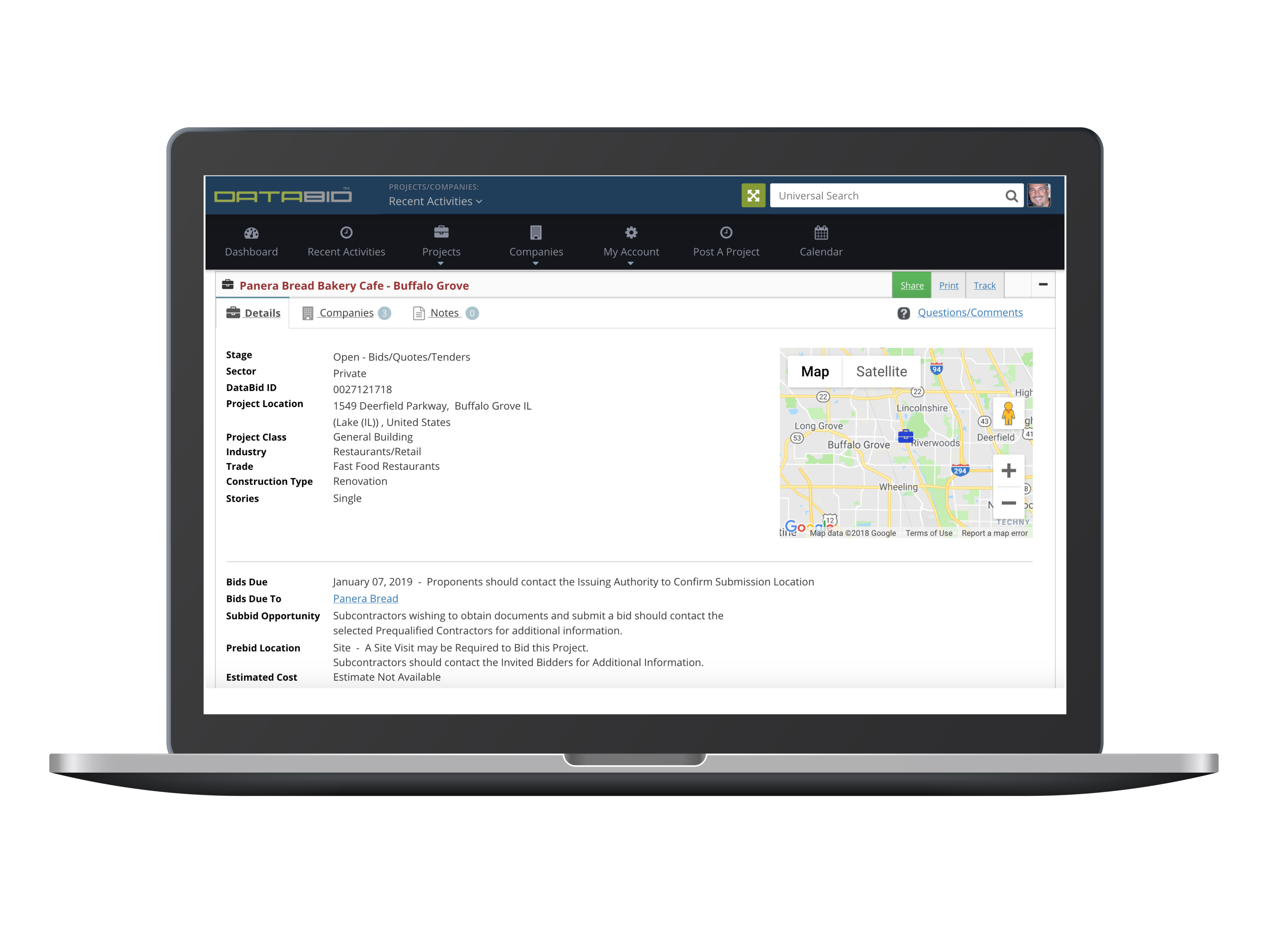 Project Detail Page for GCs